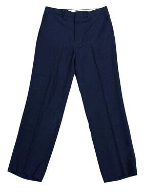 Vintage FLEXSLAX Wool Blend Pleated Dress Pants W 36 L 32 Blue Pockets